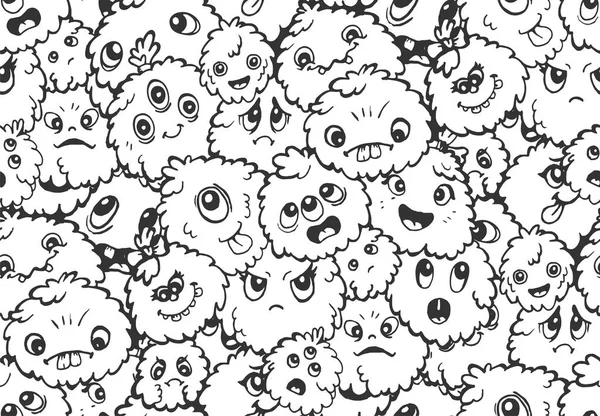 Cute Funny Monsters Seamless Pattern — Stock Vector