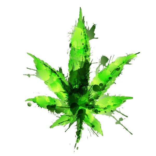 Grunge cannabis eller hampa leaf gjort färgstarka ljusa stänk. Vektorillustration Royaltyfria illustrationer