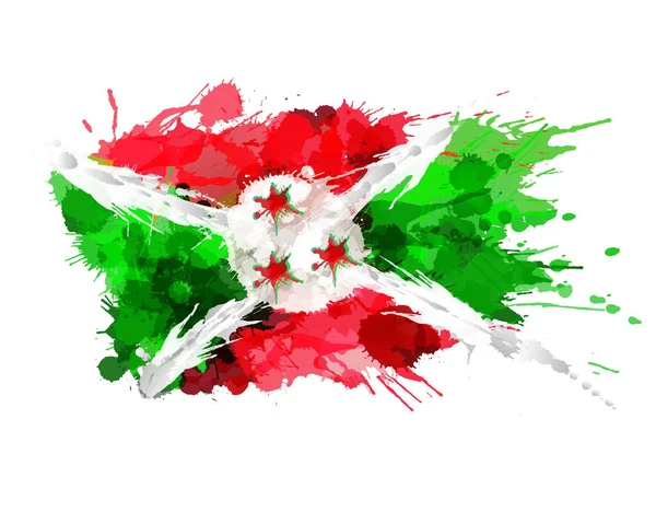 Flag of Republic of Burundi made of colorful splashes — Stock Vector