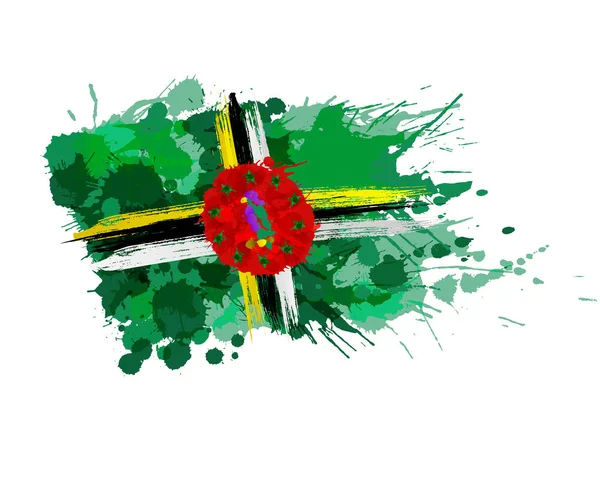 Drapeau du Commonwealth de Dominique fait d'éclaboussures colorées — Image vectorielle