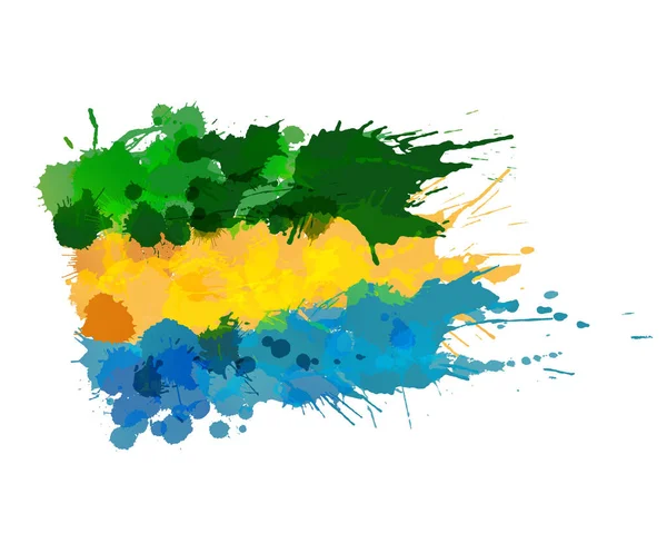 Drapeau du Gabon fait d'éclaboussures colorées — Image vectorielle