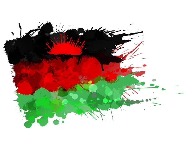 Bandera de la República de Malawi hecha de salpicaduras de colores — Archivo Imágenes Vectoriales