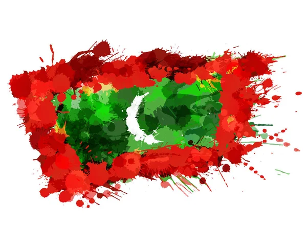 Drapeau de la République des Maldives fait d'éclaboussures colorées — Image vectorielle