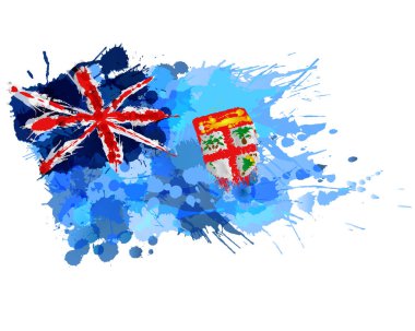 Flag of  Republic of Fiji made of colorful splashes clipart
