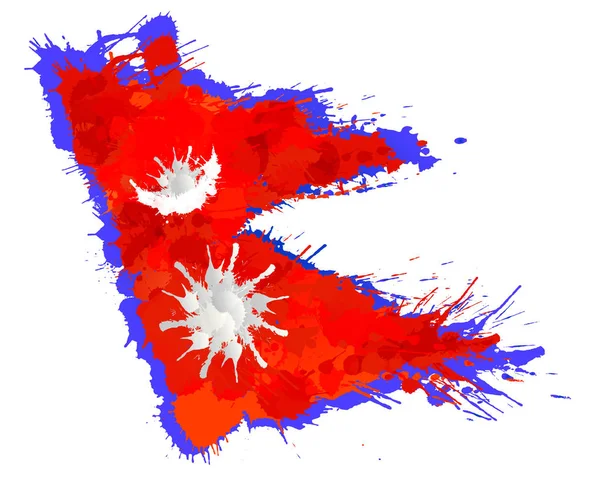 Renkli sıçramalardan yapılmış Nepal Federal Demokratik Cumhuriyeti Bayrağı — Stok Vektör