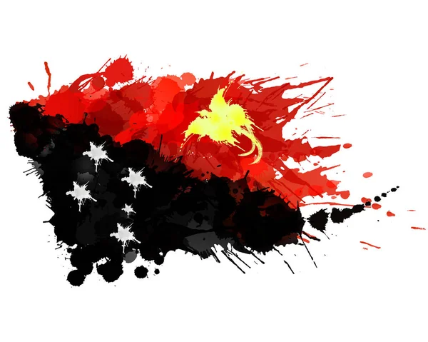 巴布亚新几内亚国旗由五颜六色的飞溅物制成 — 图库矢量图片