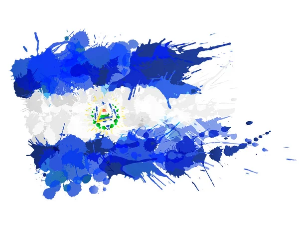 El Salvador Cumhuriyeti Bayrağı renkli sıçramaları yapılmış — Stok Vektör