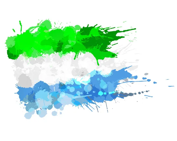 Drapeau de la République de Sierra Leone fait d'éclaboussures colorées — Image vectorielle