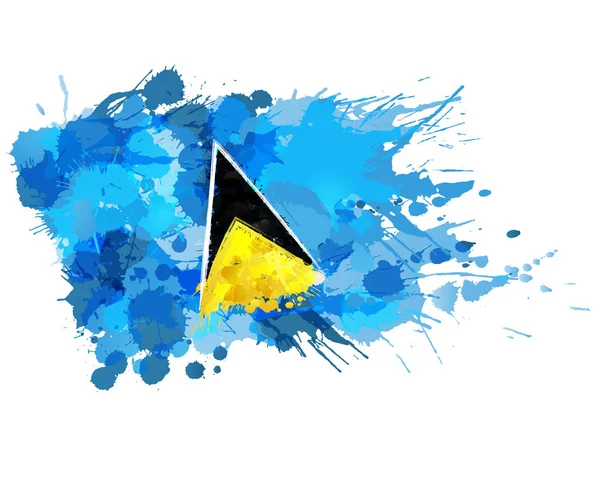Saint Lucia-flaggan gjord av färgglada stänk — Stock vektor