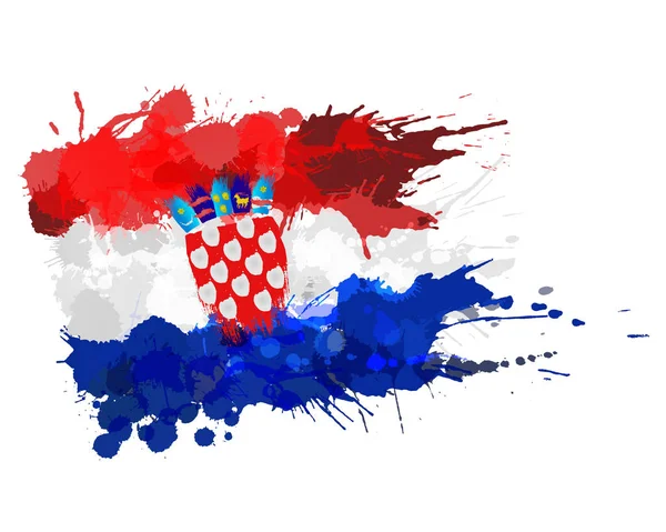 Bandeira da República da Croácia feita de salpicos coloridos — Vetor de Stock