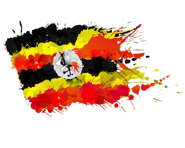 Bandera de Uganda hecha de salpicaduras de colores — Archivo Imágenes Vectoriales