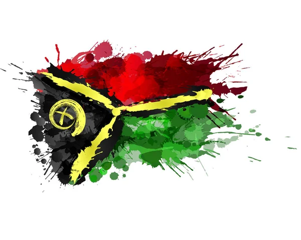 Vanuatu zászlaja, színes kifröccsenő folyadékból — Stock Vector