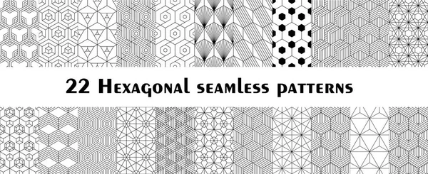 Set Seamless Geometric Hexagonal Patterns — Stock Vector