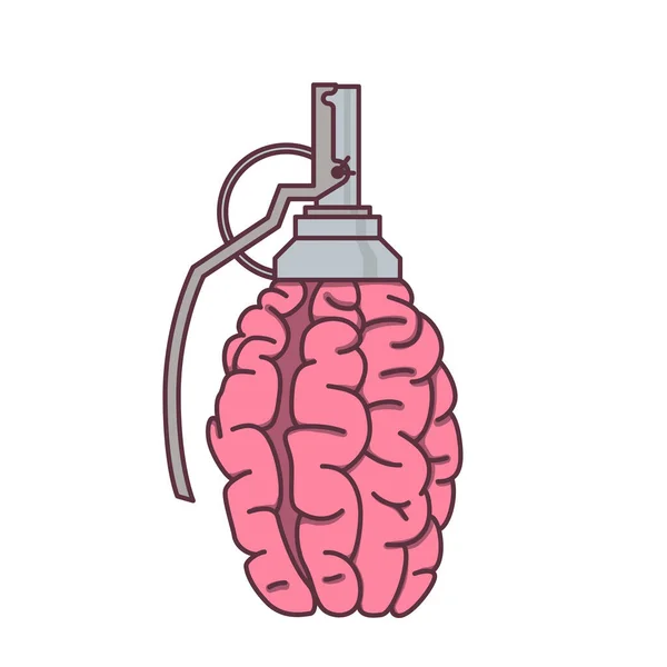手榴弹形状的大脑 精神健康或头脑风暴概念 免版税图库插图