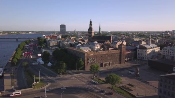 Aerial view over the Old Riga City. — Stock Video