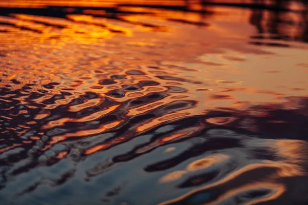 Water background with smooth ripples during sunset — Stock Photo, Image