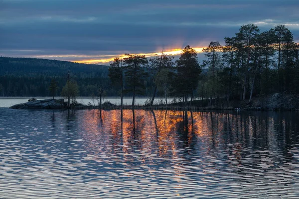 North Russian Lake Landscape Sunset Murmansk Region — Stock Photo, Image