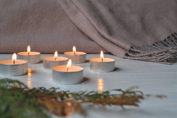 Candlelight Decoration White Background Zen Place Relax — Stock Photo, Image