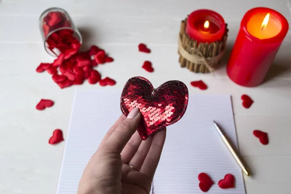 Сердце Любви Человеческой Руке День Святого Валентина — стоковое фото