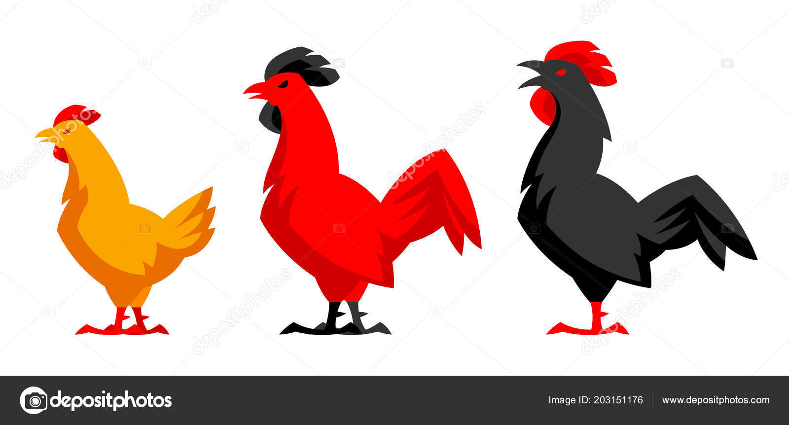 Variety Silhouette Rooster Vector Art Stock Images Depositphotos