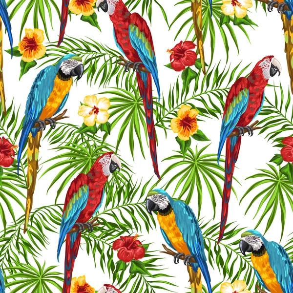 Tropical seamless pattern with parrots.