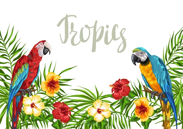 Tropical background with parrots.