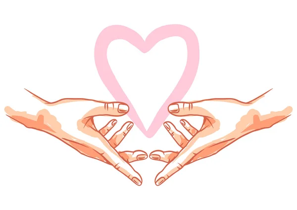 Two hands holds heart. Royalty Free Stock Vectors