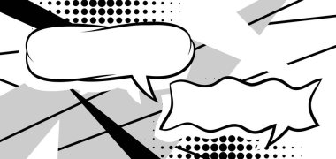 Konuşma baloncuğu olan bir arka plan. Pop sanat tarzında dekoratif soyut kart. Retro tasarımı.