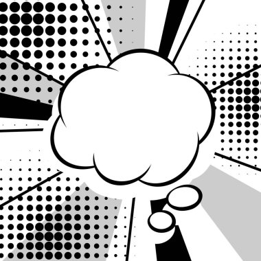 Konuşma baloncuğu olan bir arka plan. Pop sanat tarzında dekoratif soyut kart. Retro tasarımı.