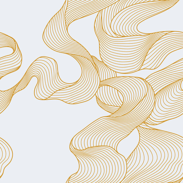 Seamless wave pattern. Abstract background with linear curls. Wavy striped abstract texture.