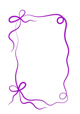 Zarif kurdele çerçeve taslağı. Fiyonklu ve kıvrımlı minimalist bir çerçeve. Davetiyeler ya da notlar için mükemmel.