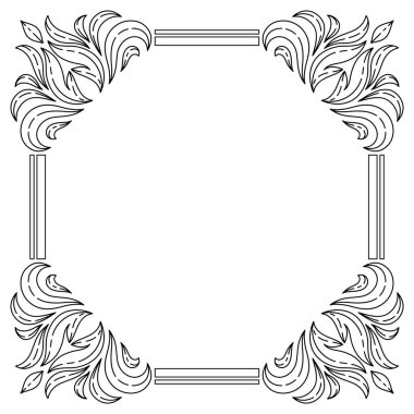 Barok tarzında bir çiçek çerçevesi. Dekoratif körling bitkisi. Vintage girdap motifi.