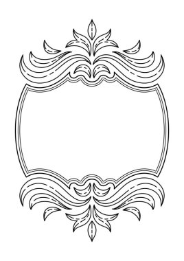Barok tarzında bir çiçek çerçevesi. Dekoratif körling bitkisi. Vintage girdap motifi.