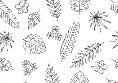 Şekil verilmiş avuç içi yaprakları. Tropikal yeşillik ve bitkilerin dekoratif görüntüsü. Egzotik doğa.