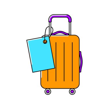 Çanta ikonu. Seyahat illüstrasyonu ve turizm ürünleri. İyi yolculuklar..