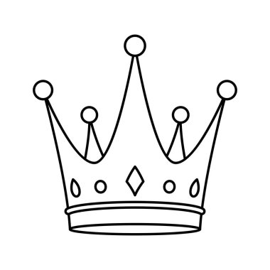 Kraliyet Taç Çizimi. Grafik biçimlendirilmiş çizgi simgesi. Tasarım elementi.