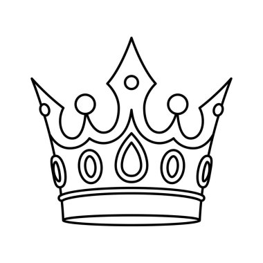 Kraliyet Taç Çizimi. Grafik biçimlendirilmiş çizgi simgesi. Tasarım elementi.
