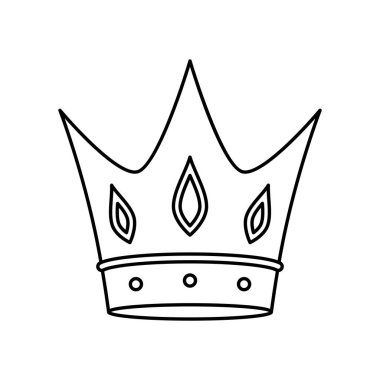 Kraliyet Taç Çizimi. Grafik biçimlendirilmiş çizgi simgesi. Tasarım elementi.