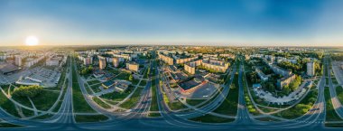 Sanal gerçeklik, cadde Panorama için yaz Riga Şehir gündoğumu 360 Vr dron resim