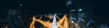 Sanal gerçeklik, dron Panorama için gece Riga şehir 360 Vr dron resim