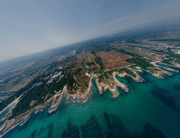 Apulia Italy blue Sea summer Coastline Drone 360 vr — Stock Photo, Image