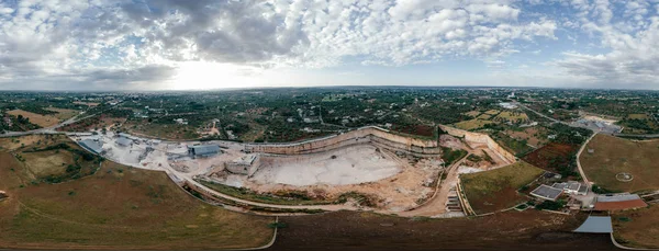 Steen en zand Quarry Cava Italië Drone 360 vr — Stockfoto