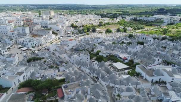 Trulli πόλης Alberobello Απουλίας στην πτήση Drone Ιταλία 4k — Αρχείο Βίντεο