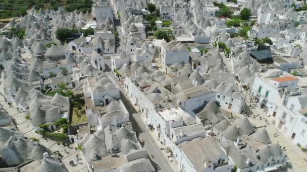 Trulli miasta Alberobello Apulia w locie Drone Włochy 4k — Wideo stockowe