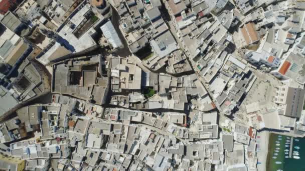 Ville blanche Monopole et littoral bleu en Italie Drone vol 4k — Video