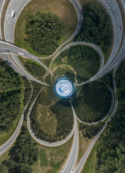 Köprü ve doğa şehirde Riga, Letonya 360 Vr robot resim için sanal gerçeklik, Panorama