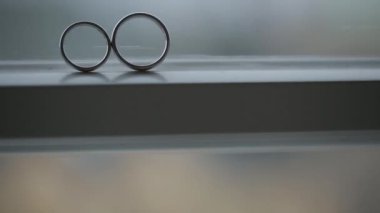 Mücevherat ve mucevherler makro Hightlight weddingrings mutluluk sympol çift