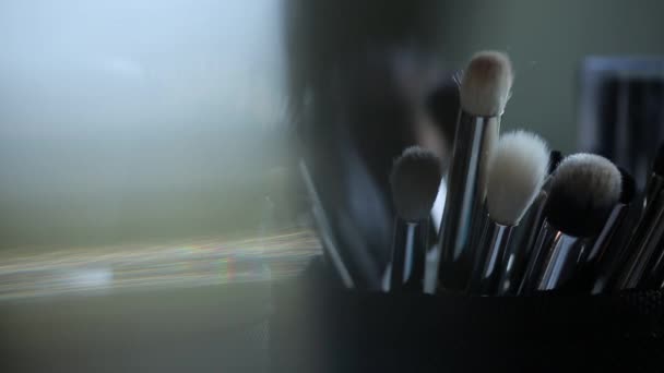 Pinsel für Make-up Makro 100mm Schieberegler Kamera Bewegung — Stockvideo