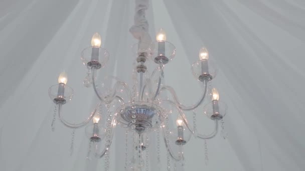 A Vintage Chandelier on black ceiling in old castle — Stock Video