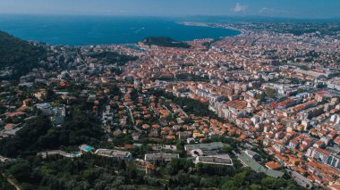 Ev ve şehir hava Fransa sahil dron manzara güzel